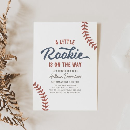 Little Rookie Baseball Baby Shower Invitation