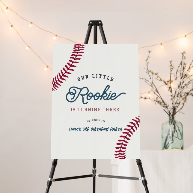 Little Rookie Baseball Boy Birthday Welcome Foam Board (In Situ (Stand))