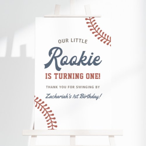 Little Rookie Baseball Boys 1st Birthday Party Foam Board