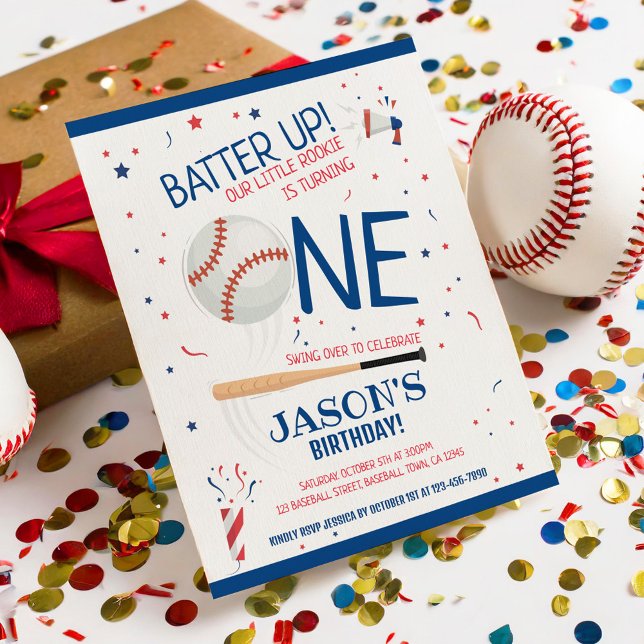 Little Rookie Baseball Budget 1st Birthday Invite (Creator Uploaded)
