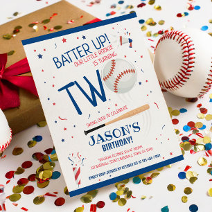 Little Rookie Baseball Budget 2nd Birthday Invite