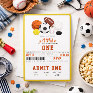 Little Rookie Sports 1st Birthday | Fun All-Star  Invitation