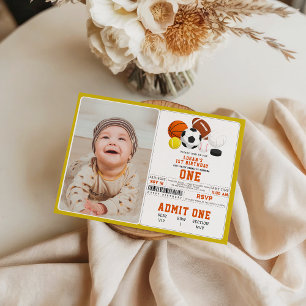Little Rookie Sports 1st Birthday   Fun All-Star  Invitation