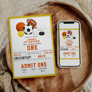 Little Rookie Sports 1st Birthday Fun All-Star Invitation