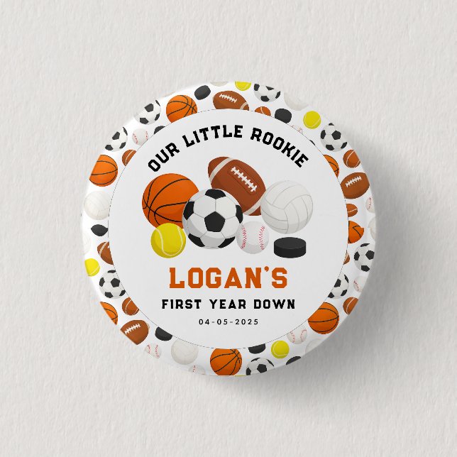 Little Rookie Sports 1st Birthday Party | All-Star Button (Front)