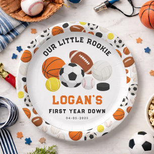 Little Rookie Sports 1st Birthday Party All-Star Paper Plates