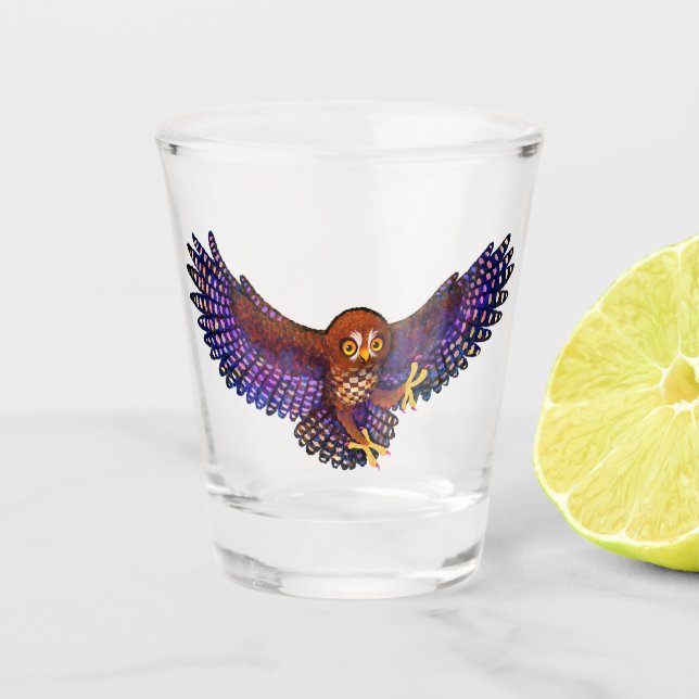Little Ruru Morepork Owl Shot Glass (Front)