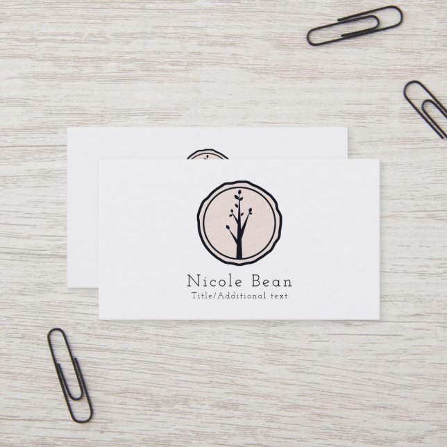 Little Rustic Tree Nature Modern Custom Logo Business Card (Front/Back In Situ)