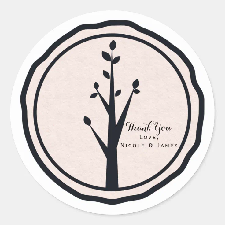 Little Rustic Tree Nature Wedding Custom Favor Classic Round Sticker Zazzle 3076