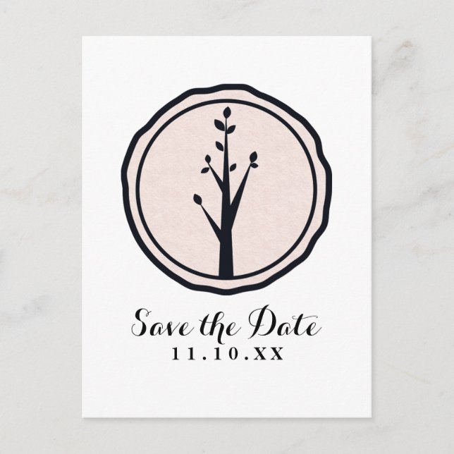 Little Rustic Tree Nature Wedding Save the Date Announcement Postcard (Front)