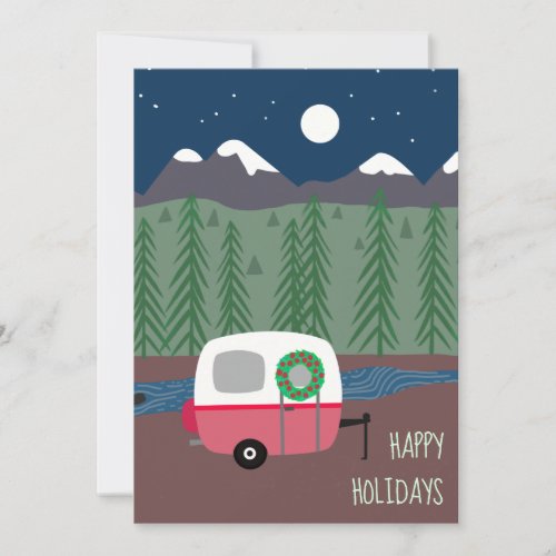 Little RV Camper Christmas Flat Card