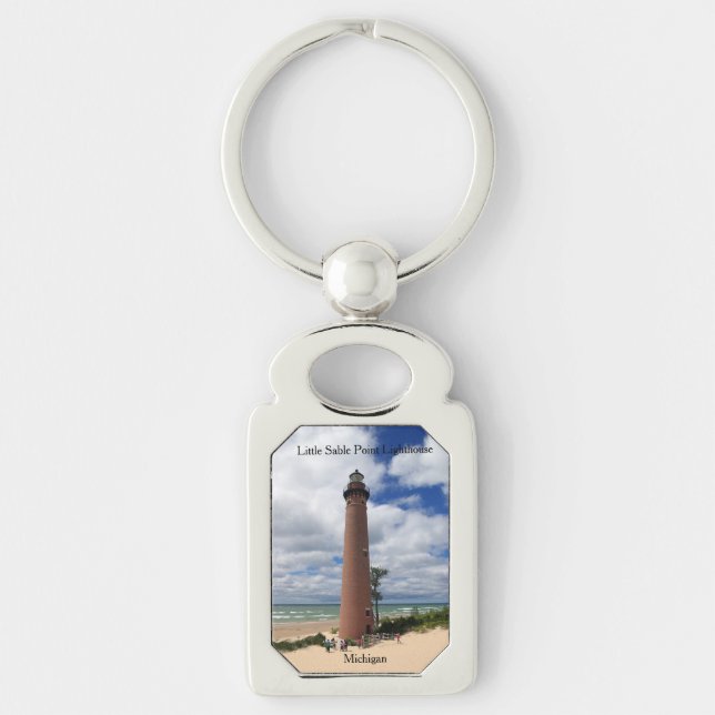 Little Sable Point Lighthouse metal key chain (Front)