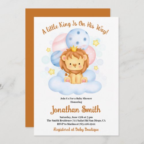 little Safari Lion Watercolor Baby Shower Invitati Invitation