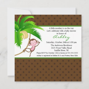 Little Safari Monkey Baby Shower Invitation
