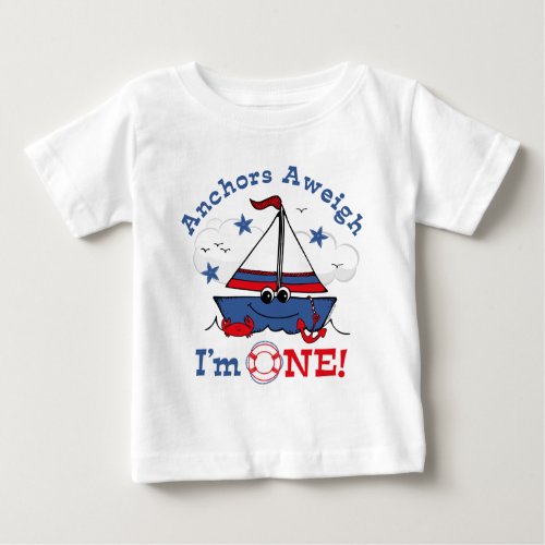 Little Sailboat 1st Birthday Baby T_Shirt