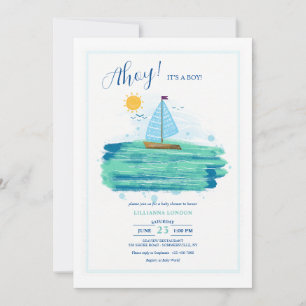 Little Sailboat Baby Shower Invitation