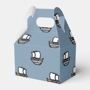 Little Sailing Ships on Blue Sea Favor Box