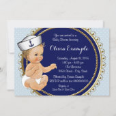 Little Sailor Baby Boy Nautical Baby Shower Invitation (Back)