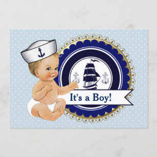 Little Sailor Baby Shower Invitations Zazzle