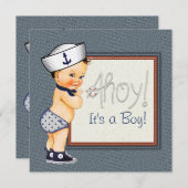Little Sailor Boy Blue Nautical Baby Shower Invitation (Front/Back)