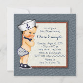 Little Sailor Boy Blue Nautical Baby Shower Invitation (Back)