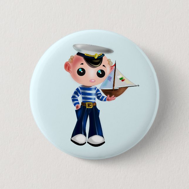 Little Sailor Boy Button - Your Color - Text (Front)