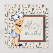 Little Sailor Boy Nautical Baby Shower Blonde Invitation (Front/Back)