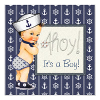 Little Sailor Boy Nautical Baby Shower Card