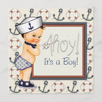 Little Sailor Boy Nautical Baby Shower Invitation by The_Baby_Boutique at Zazzle