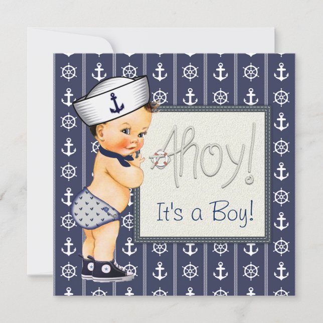Little Sailor Boy Nautical Baby Shower Invitation (Front)