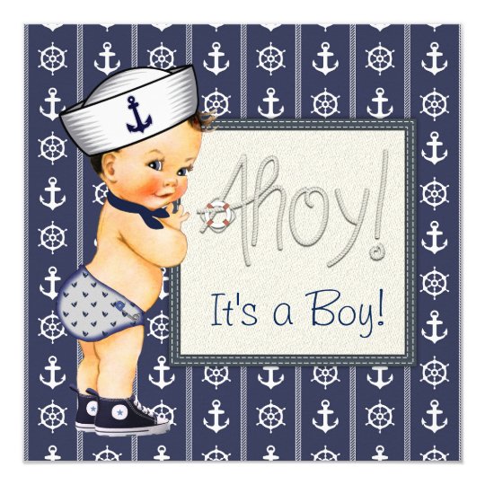 Little Sailor Boy Nautical Baby Shower Invitation Zazzle