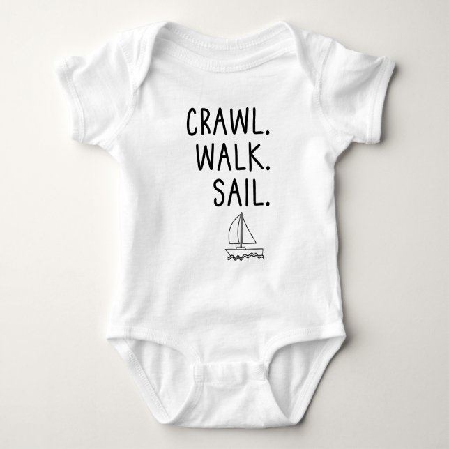 Little Sailor Crawl Walk Sail Baby Bodysuit (Front)