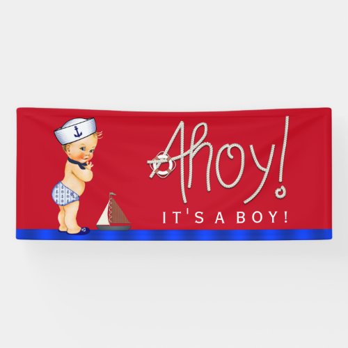 Little Sailor Nautical Baby Shower Blonde Banner