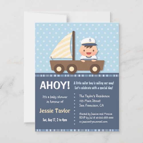 Little Sailor Nautical Baby Shower Invitations