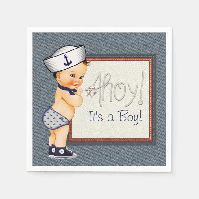 Little Sailor Nautical Baby Shower Napkins (Front)