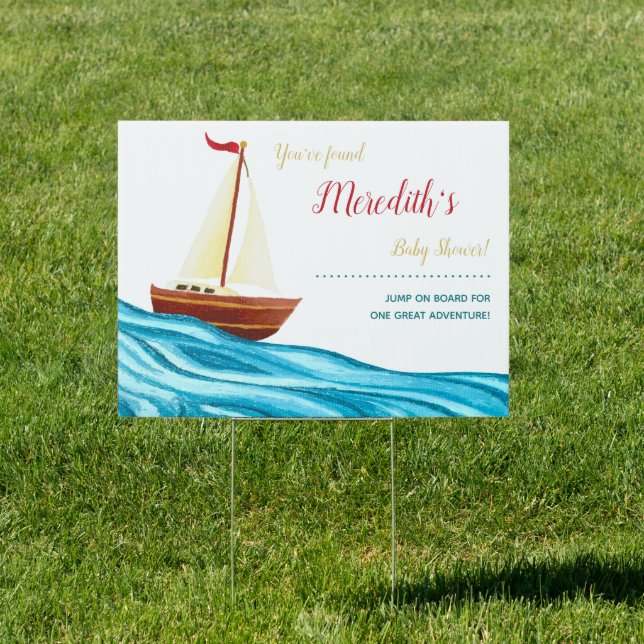 Little Sailor Nautical Baby Shower Yard Sign (Insitu)