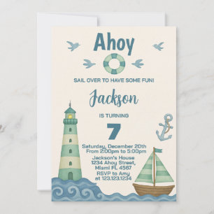 Little Sailor Nautical Birthday Invitation