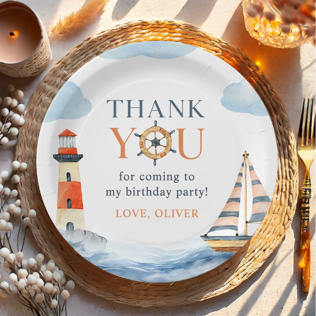 Little Sailor Nautical Blue Pastel 1st Birthday Paper Plates (Creator Uploaded)