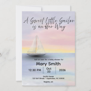 Little Sailor on Her Way Baby Shower Invite