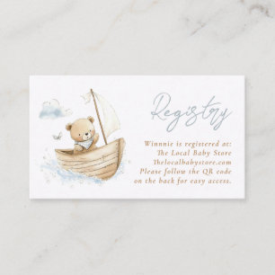 Little Sailor Teddy Bear Baby Registry QR Code Enclosure Card