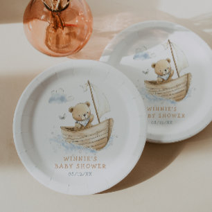 Little Sailor Teddy Bear Baby Shower Paper Plates