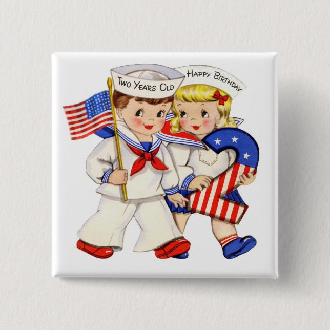 Little Sailor Twins 2nd birthday button (Front)