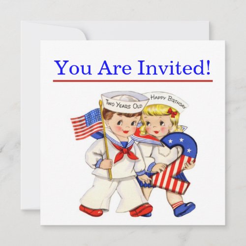 Little Sailor Twins 2nd birthday party Invitation