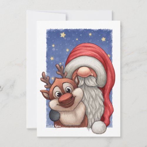 Little Santa and his little reindeer Holiday Card