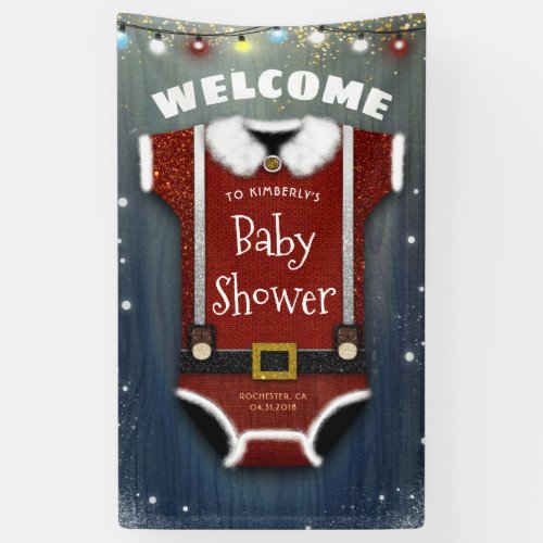 Little Santa Baby Bodysuit Winter Shower Welcome Banner