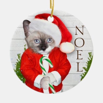 Little Santa Kitten Personalized Ornament