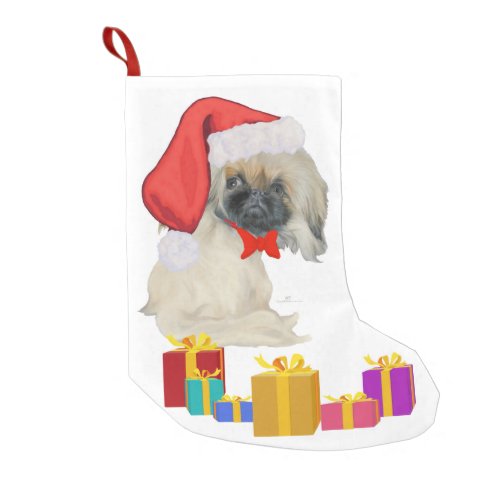 Little Santa Pekingese Small Christmas Stocking