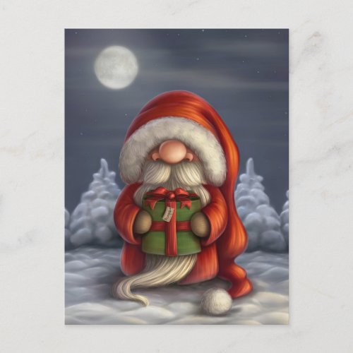 Little Santa with a gift Holiday Postcard