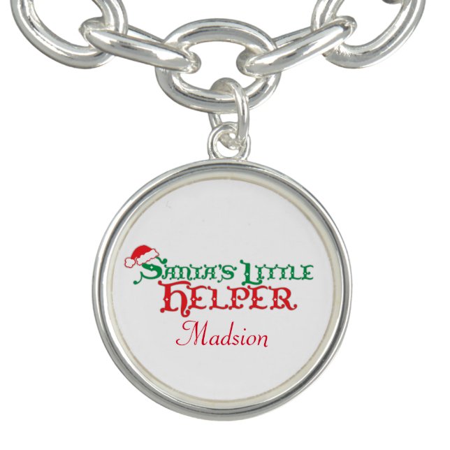 Little Santa's helper red white graphic charm Bracelet (Design)