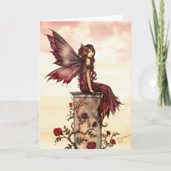 Little Scarlet Rose Fairy Card by robmolily at Zazzle